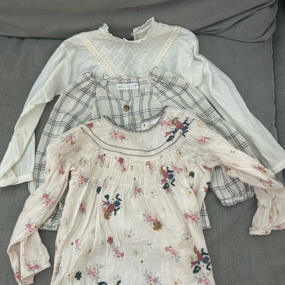 Zara White and Blue Blouses Elegant Collection
